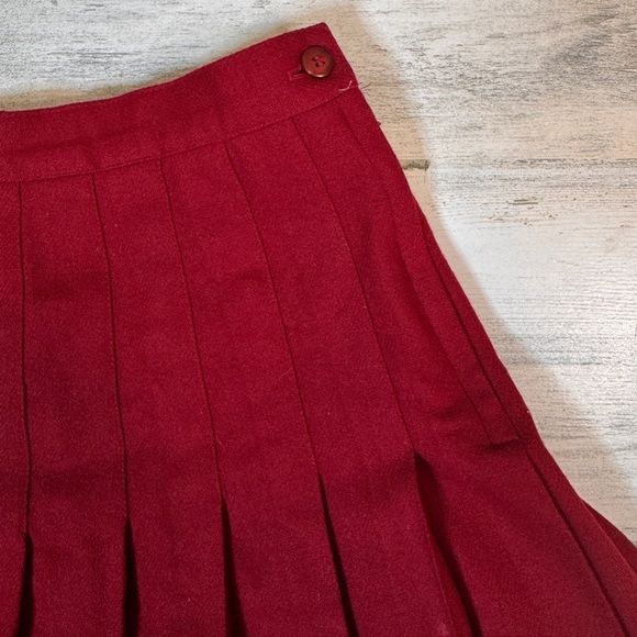 Orvis Vintage Red Wool Pleated Midi Skirt Petite 6 - Picture 3 of 6